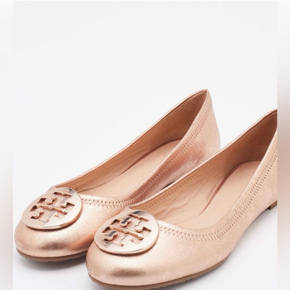 Euc Tory Burch Metallic Rose Loafers 8.5